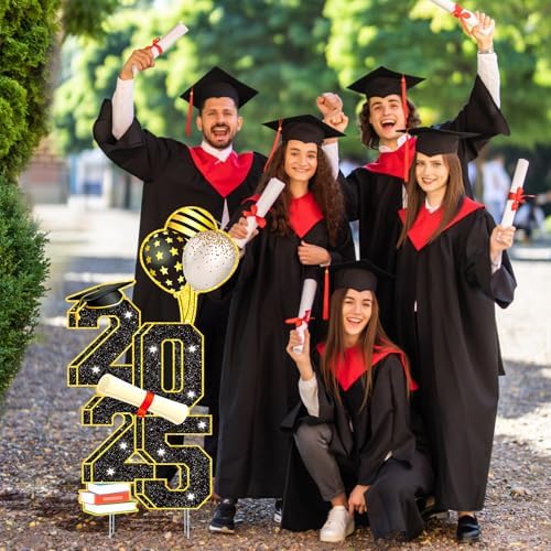 3.5FT Large Class 2025 Graduation Yard Sign Yard Decorations Congrats Graduation Lawn Signs 2025 Grad Yard Signs with Stakes for Outdoor Indoor Congrats Graduation Party Decoration Supplies