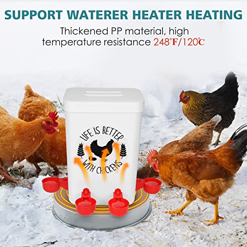 Chicken Feeder and Chicken Waterer Set (3 Gallon/26 Pounds) - Hanging Automatic Chicken Feeder No Waste - Chicken Coop Accessories - Poultry Waterer