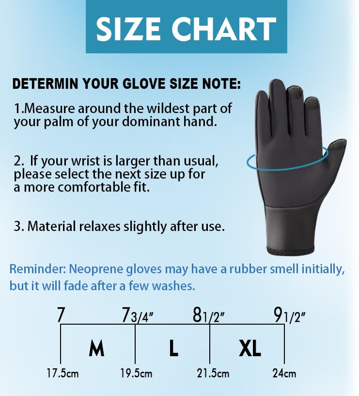 Riverruns Neoprene Fishing Gloves, 3-Cut Fingers Winter Gloves for Men, Cold Weather Gloves for Fly Fishing, Ice Fishing, Photography, Hunting, Black, M