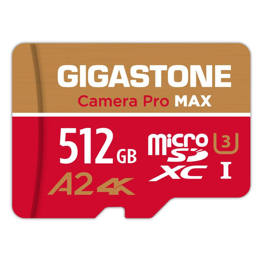 [5-Yrs Free Data Recovery] GIGASTONE 512GB Micro SD Card, 4K Camera Pro MAX, Compatible with Gopro, Dash Cam, DJI, Drone, Security Camera, Speed Up to 160MB/s, UHS-I A2 4K U3 C10, with Adapter