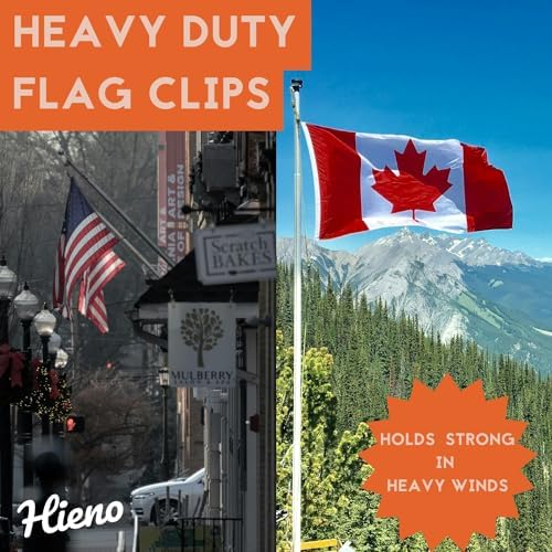 Flag Clips for Rope 4-Pack - Durable 3.2” Bronze Brass Snap Clip with Swivel Eyelet - Best for Flag Poles with Halyard Rope - 4 PCS Flag Pole Clips by Hieno Supplies - Flag Rope Clips for Flagpole