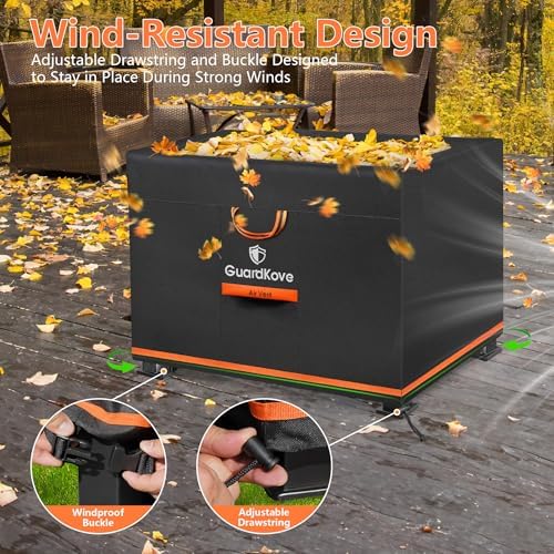 Fire Pit Cover Square 32 Inch [2025 Upgraded 1000D Heavy Duty Fabric] for 29”- 32” Fire Pit/Table, Waterproof Tear & Fade Resistant Firepit Cover with Buckle, Drawstring (32”L x 32”W x 24”H, Black)