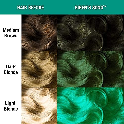 MANIC PANIC Classic Siren's Song Semi Permanent Hair Color - Neon Blue-Green Hair Dye for Women & Men That Lasts 4-6 Weeks - Vegan, Ammonia & Cruelty-Free - Create & Mix Custom Shades (4oz)