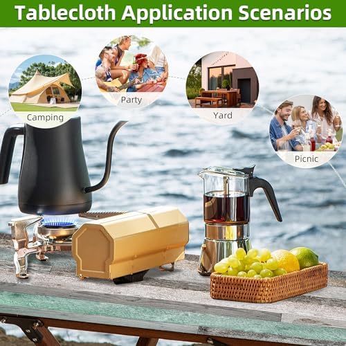 Picnic Table Cover with Bench Covers Farmhouse Waterproof Windproof Fitted Outdoor Tablecloth with Elastic Rectangle Table Cloth Camping Must Haves Rv Accessories,72x30 Inch (Wood Green)