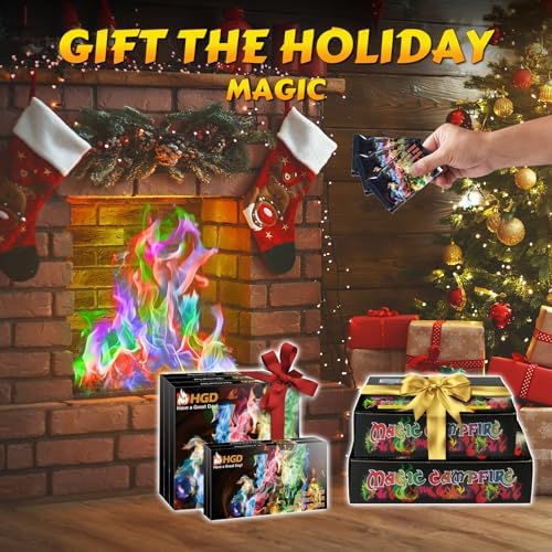 HGD (30 Pack) Magic Campfire Fire Color Changing Packets for Fire Pit, Indoor/Outdoor Fireplace, Bonfire - Rainbow Magical Flame, Camping Accessory, Compatible with Wood