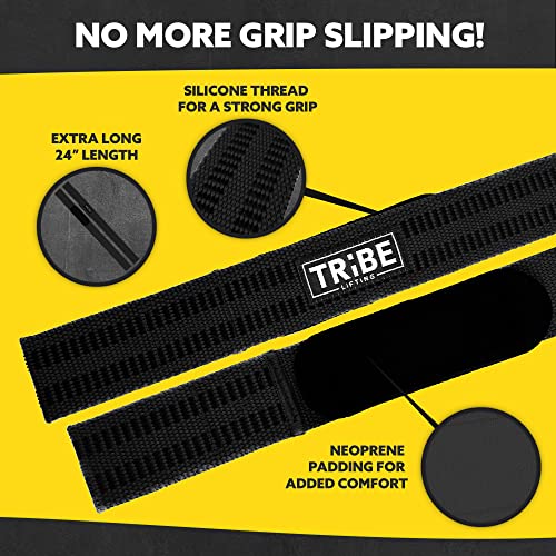 Heavy Duty Wrist Wraps and Lifting Straps - 21" Wrist Wraps for Weightlifting Men and 24" Wrist Straps for Weightlifting with Silicone Grip and Padding - Weight Lifting Wrist Wraps and Gym Straps