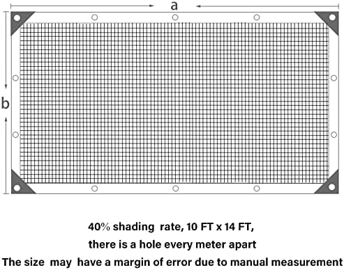 winemana 40% Black Shade Cloth, 10 x 14 FT Durable Mesh Tarp with Grommets, Resistant Garden Sun Shade Netting, Shading Antifreezing for Pergola, Greenhouse, Plants Growing, Chicken Coop