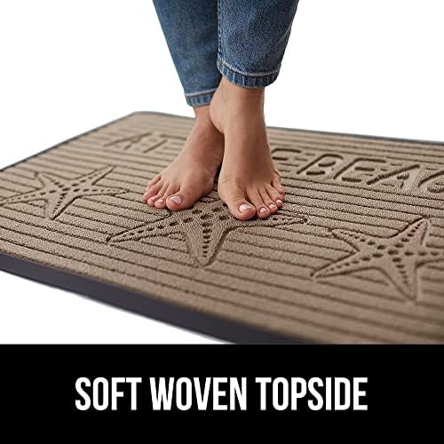 GORILLA GRIP 100% Waterproof All-Season WeatherMax Doormat, Durable Natural Rubber, Stain and Fade Resistant, Low Profile, Indoor Outdoor Door Mats, Easy Clean Patio Entrance Mat, 17x29, Sand Beach