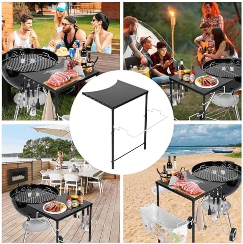 Grill Side Table for Weber Kettle 22/26, Weber Smokey Mountain 22 Grill, Grill Work Table for Weber Master Touch, Premium, Kettle Grill Accessories, Adjustable Height Charcoal Kettle Grill Table