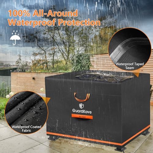 Fire Pit Cover Square 32 Inch [2025 Upgraded 1000D Heavy Duty Fabric] for 29”- 32” Fire Pit/Table, Waterproof Tear & Fade Resistant Firepit Cover with Buckle, Drawstring (32”L x 32”W x 24”H, Black)
