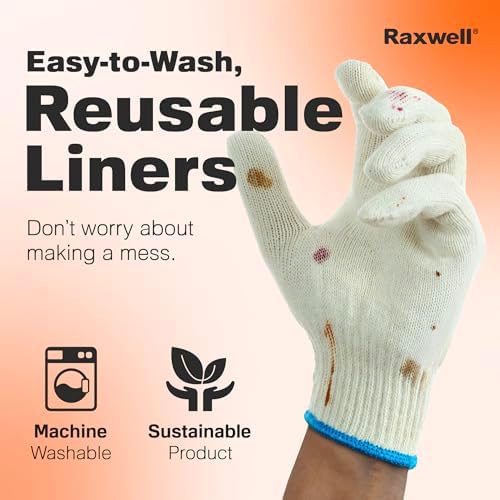Raxwell BBQ Gloves - 6 Heat Resistant Cotton Liners + 100 Nitrile Food Prep Gloves for Barbecue Smoker, Cooking & Hot Food - Size X-Large - Grilling Accessories