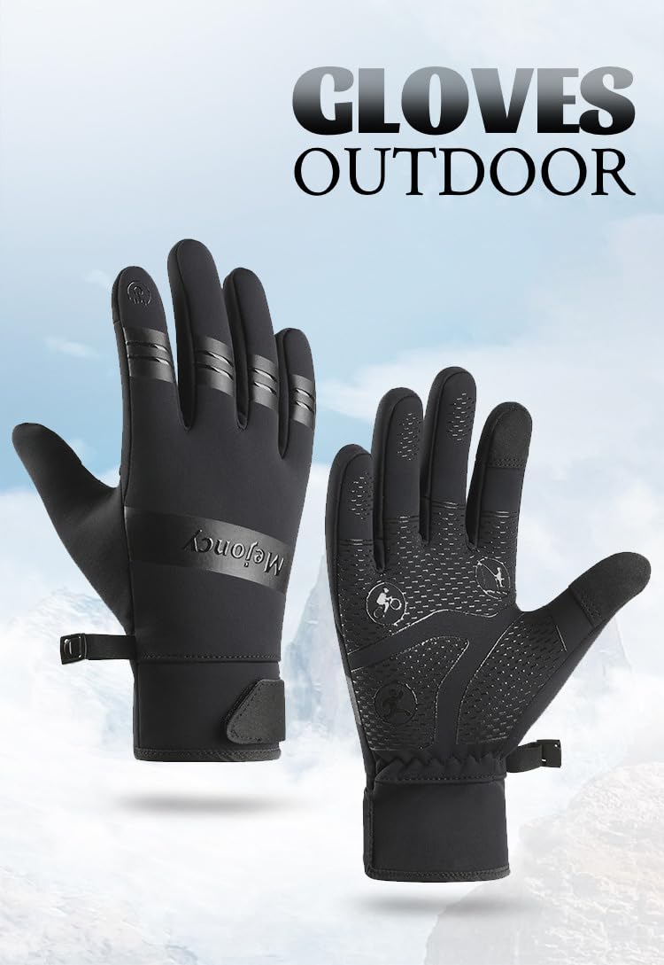TELoni Thermal Gloves for Men Women, Windproof Waterproof Anti-Slip Touch Screen Winter Warm Gloves for Running Driving Riding Cycling Hiking Skiing Fishing Mountaineering (XL)
