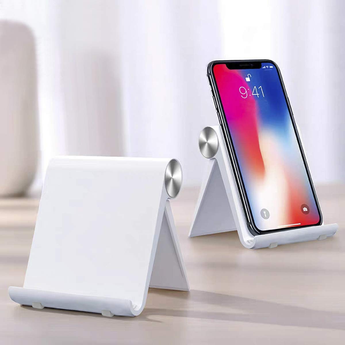 Mayten Foldable Desk Cell Phone Stand Adjustable iPhone iPad Holder Stand,Compatible for iPhone 14Pro 14Plus 13 12Pro Max 11 SE XS XR 8 7 6,Switch,iPad,Samsung,Kindle-White