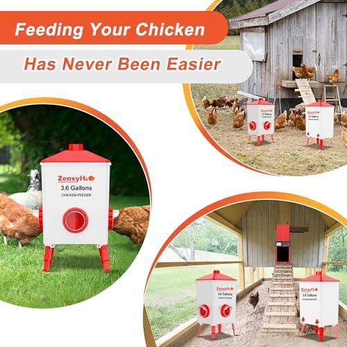 Chicken Feeders and Waterers, 6 Ports Chicken Feeder No Waste and 6 Packs Chicken Water Nipples