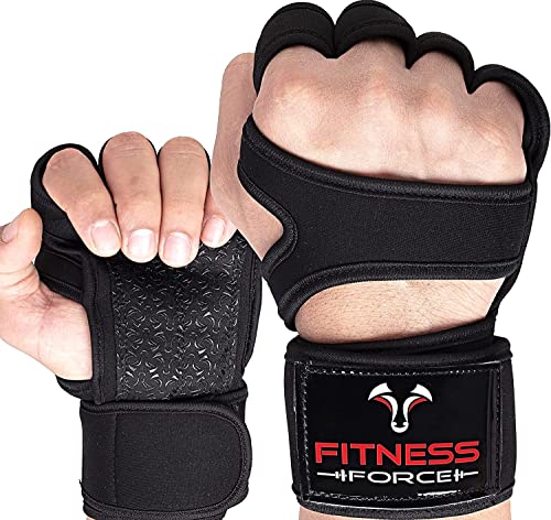 FITNESS FORCE Ventilated Gym Gloves for Men with Built-in Wrist Support for Workouts Weightlifting Gloves Workout Gloves for Women Exercise Fitness Gloves Perfect for Powerlifting, Cross Training