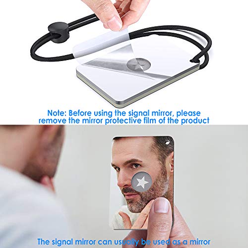 Luca Elf Aid Signal Mirror Survival Military Grade,Hiking SOS cry for Help Camping Mirror 2 x 3 in，Compass,Whistle (1 PCS)