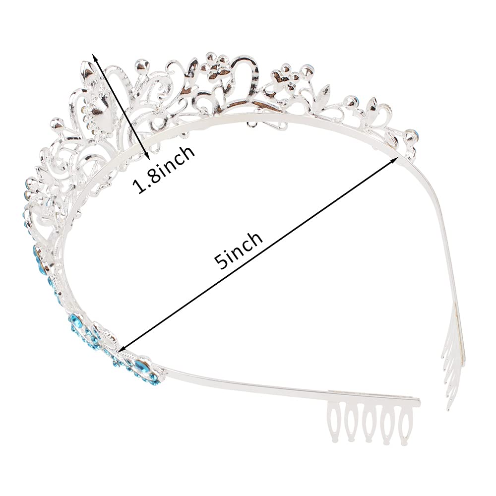 Didder Silver Tiaras and Crowns for Women, Blue Crystal Tiara Crowns For Women Girls Elegant Crown with Combs Princess Crown Tiara Birthday Crowns for Women Bridal Wedding Prom Birthday Party
