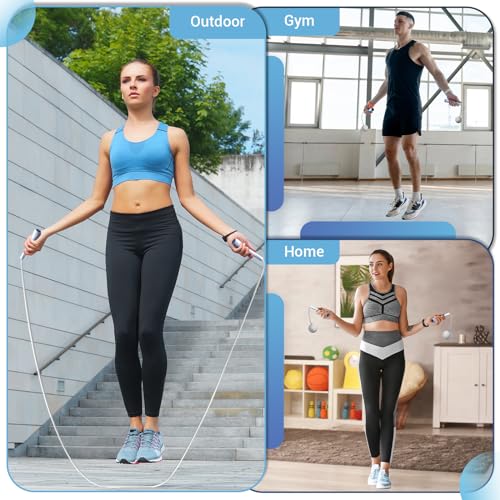 Jump Rope for Fitness, Lightweight PVC Skipping Rope for Men Women Adults Exercise with ABS Handles & Training Poster, Adjustable Tangle-Free Workout Speed Jump Rope for Home, Gym and Outdoor