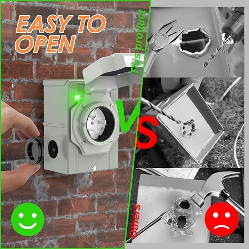 UL Listed 50 Amp 25FT Generator Cord and Power Inlet Box Combo Kit NEMA 14-50P Male to SS2-50R STW 6/3+8/1 AWG 125/250V Twist Locking with Inlet Box for Generator to House