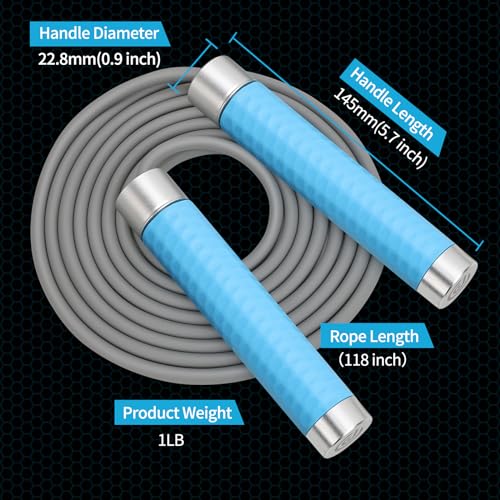 Weighted Jump Rope for Men，Women and kids(1LB), Jump Ropes for Fitness, Speed Skipping Rope, Gym,Indoor/Outdoor - Fitness, Workout, Boxing,crossfit (Black)