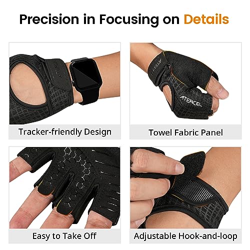 ATERCEL Workout Gloves for Men and Women Weight Lifting Gloves with Full Padding for Gym, Fitness, Exercise, Cycling, Bike, Rowing（Black, S