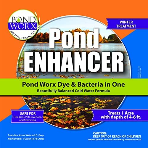 Pond Enhancer Gallon - Pondworx Concentrated Blue Dye with Pondworx Bacteria, 2 in 1 Formulation - Treats 1 Acre - Safe for Fish, Wildlife, Pets & Children