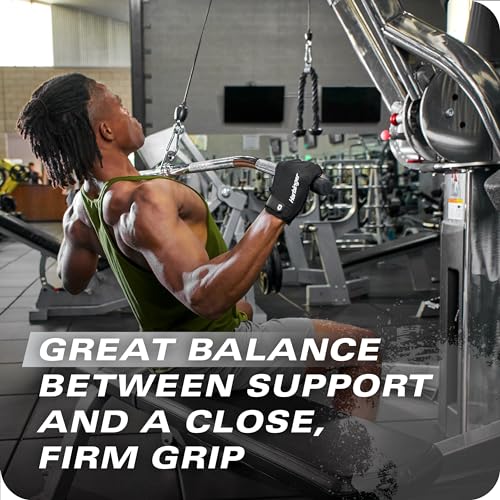 Power Gloves 3.0 - Durable Half Finger Weightlifting Gloves with Adjustable Wrist Closure, Breathable Leather Palm, Men's, Black, Small