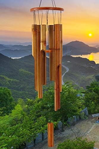 Bamboo Wind Chimes Outdoor,Wooden Wind Chimes for Outside with Melody Deep Tone,38" Classic Zen Garden Windchime for Relaxation, Grace.Home Décor for Patio, Garden or Indoor