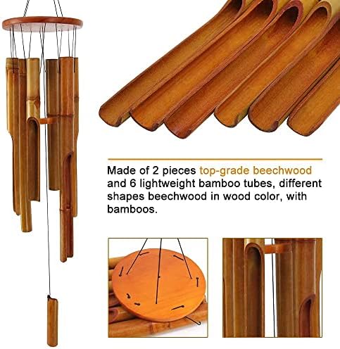 Bamboo Wind Chimes Outdoor,Wooden Wind Chimes for Outside with Melody Deep Tone,38" Classic Zen Garden Windchime for Relaxation, Grace.Home Décor for Patio, Garden or Indoor