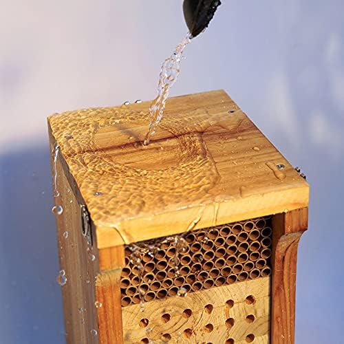 Mason Bee House Wax Coated Mason Bee Hive Wooden Insect Hotel Carpenter Bee House for Outdoors Attracts Peaceful Bee Pollinators to Your Garden