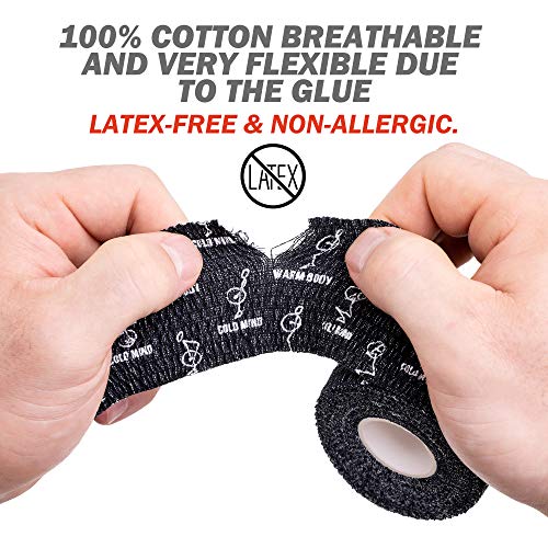 WARM BODY COLD MIND 2" Premium Lifting Thumb Tape for Weightlifting - Hook Grip for Powerlifting, Strength/Cross Training, Deadlift, Weight Lifting, Athletic Finger Wrap (Black 3 Rolls)