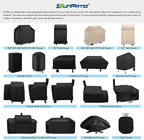 SunPatio Barbecue Grill Cover 65 Inch, Outdoor Heavy Duty Waterproof Charcoal Gas Grill Cover, Fade Resistant, All Weather Protection Compatible for Weber Charbroil Nexgrill and More, Black