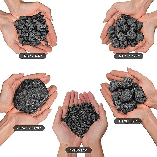 Skyflame 10LB Lava Rocks for Fire Pits, Fire Tables, Fireplaces, Garden Landscaping Decoration, Indoor and Outdoor Use, 1"-2" Natural Sizes, Black