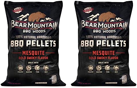 Bear Mountain BBQ FK17 Premium 20 Pounds All Natural Hardwood Mesquite BBQ Hardwood Smoker Pellets for Outdoor Electric Grilling and Smokers (2 Pack)