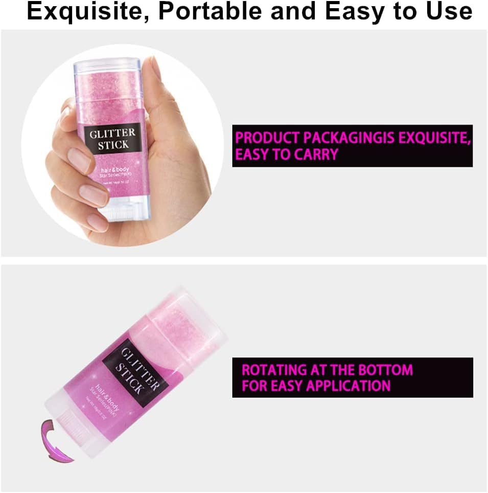 Mysense Gold Body Glitter Stick, Mardi Gras Face Glitter Makeup, Festival Rave Accessories for Women, Mermaid Sequins Chunky Glitter Face Paint, Hair Glitter Gel for Kids, 0.56oz