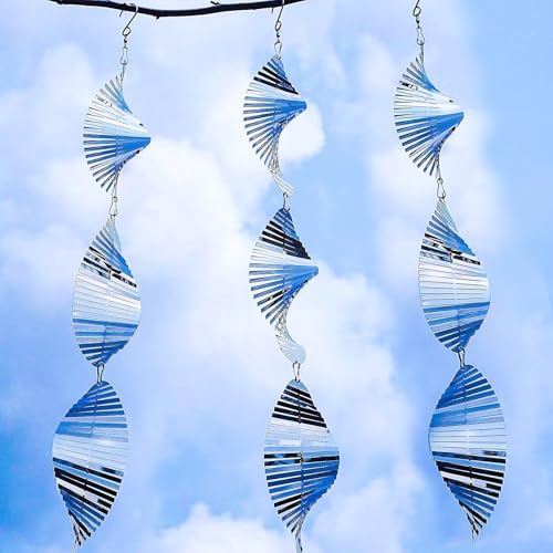 Bird Scare Devices Highly Reflective 3D Bird Reflectors, Shiny Bird Deterrents for Outside Patio, Wind Spinners Outdoor Garden Decoy to Keep Birds, Woodpeckers Away from House, Outdoor