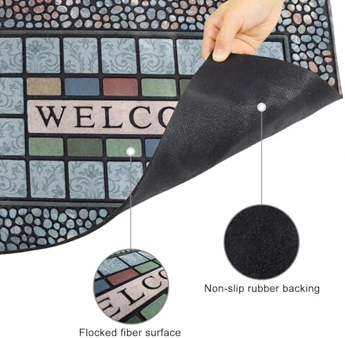 CHICHIC Rectangle Entrance Door Mat Large 24 x 36 Inch Entry Way High Traffic Area Doormat Front Door Rugs Outdoors Heavy Duty Welcome Mat, Non Slip Rubber Back Low Profile for Garage