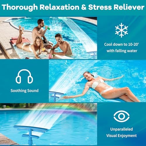 Pool Fountain for Above and Inground Pools, Solar Pool Sprinkler Fountain with 9 Color LED Lights and 5 Modes, 360° Adjustable Dual Spray Pool Waterfall Pool Cooler Pool Accessories Pool Decor, Blue