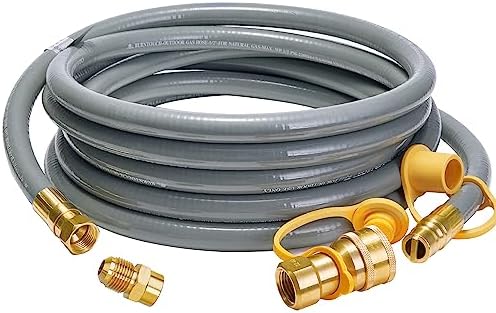 15 Feet 1/2 inch ID Natural Gas Grill Hose with Quick Connect Fittings, Natural Gas Line for Grill, Pizza Oven, Heater and More Low Pressure Appliance