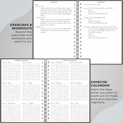 Skyline Fitness Journal – Workout Log Book For Home Exercise & Gym – Weightlifting Tracker - Training Accessories & Work Out Gifts (Black)
