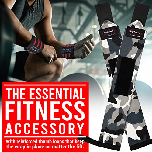 Rip Toned 18” Wrist Wraps - Wrist Straps for Weightlifting - Lift Better, Protect Wrist Pain - Adjustable, Durable, Machine Washable - Wrist Brace for Weightlifting - USPA Endorsed for Men & Women