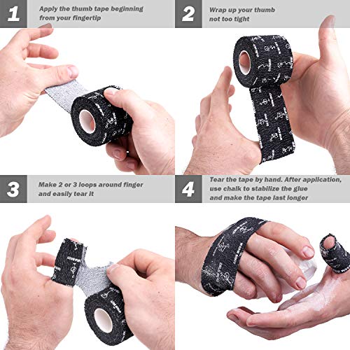WARM BODY COLD MIND 2" Premium Lifting Thumb Tape for Weightlifting - Hook Grip for Powerlifting, Strength/Cross Training, Deadlift, Weight Lifting, Athletic Finger Wrap (Black 3 Rolls)
