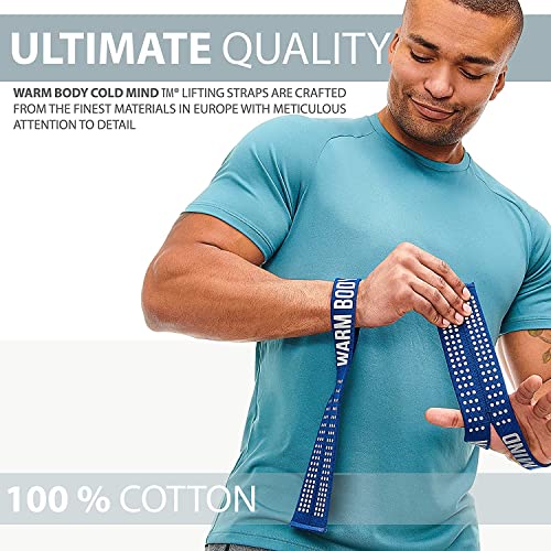 WARM BODY COLD MIND V1 Lifting Wrist Straps for Olympic Weightlifting, Rated at 660 lb, for Weight Lifting Bodybuilding Powerlifting Deadlift Gym Fitness Crossfit, Hand Grips, Heavy Duty