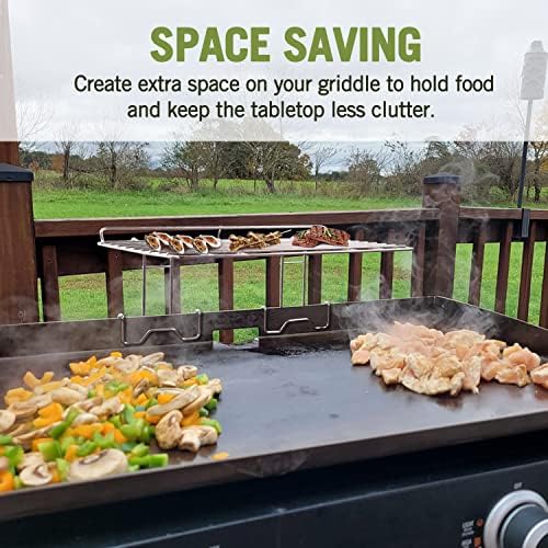 Geesta 2Pcs Blackstone Griddle Warming Rack, Heavy Duty Steel Grill Warming Rack Compatible with 17/22/28/36 Inch Blackstone Griddles and Most Tabletop Flattop Griddle Accessories