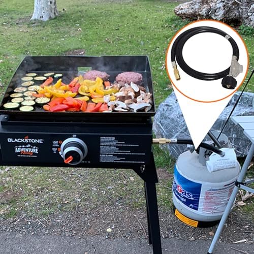6 FT Propane Adapter Hose Regulator Kit for Blackstone 17in and 22in Tabletop Griddle to 20 lb Tank, Griddle Adapter Hose Replacement Parts with QCC1, Compatible with Blackstone 5471 Propane Hose