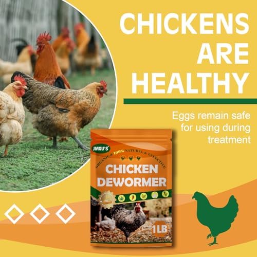 Jmxu's Chicken Dewormer Powder, All Natural Formula Poultry Dewormer, Safeguard Dewormer Powder for Laying Hens, Chicks, Roosters, Turkeys to Relieve and Prevent Worms, 1 LB