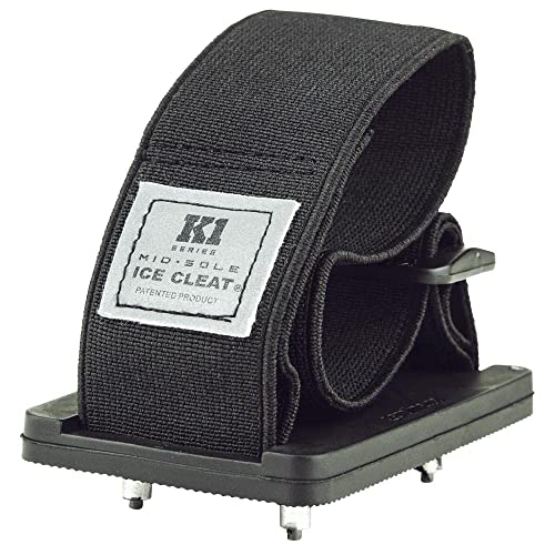 K1 Mid-Sole Ice Cleats - Rotatable Traction Aids For Shoes/Boots - Indoor/Outdoor, Climbing, Driving - High Profile - Black