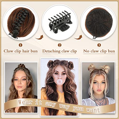SOFEIYAN 2PCS Messy Bun Hair Piece Wavy Curly Chignon Extension Mini Messy Hair Bun Scrunchies Synthetic Donut Wig Accessory Updo Space Bun Hair Pieces for Women Girls, Strawberry Blonde&Bleach Blonde