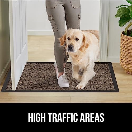 GORILLA GRIP 100% Waterproof All-Season WeatherMax Doormat, Durable Natural Rubber, Stain and Fade Resistant, Low Profile, Indoor Outdoor Doormats, Easy Clean Patio Entry Mat, 17x29, Latte Quatrefoil