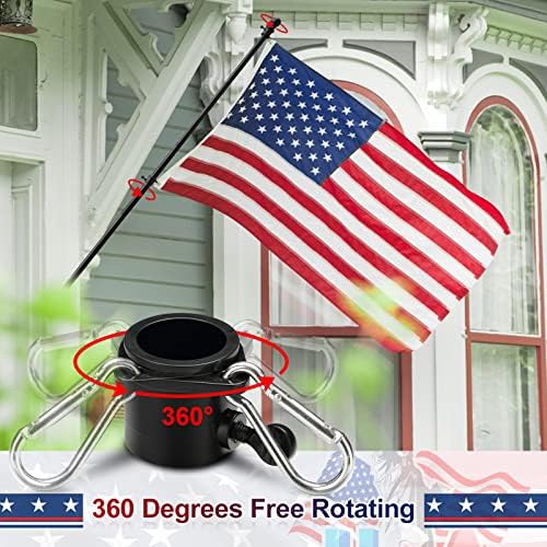 Flag Pole with American Flag - Tangle Free Flag Poles for Outside House with 3x5 Embroidered US Flags,Flagpole Holder Bracket - 5ft Heavy Duty Outdoor Flag Pole Kit for Porch - Black